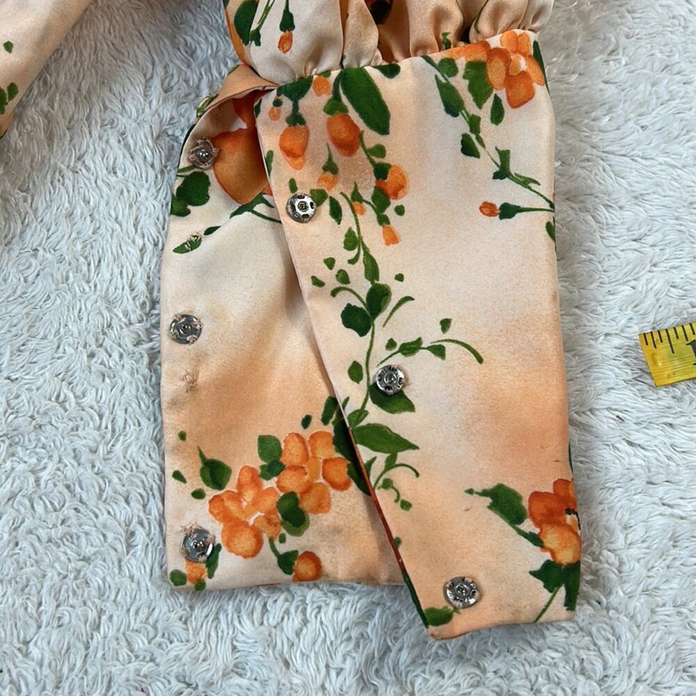 Vintage 70s does Victorian unbranded ruffled orange floral maxi dress, small - Picture 13 of 16